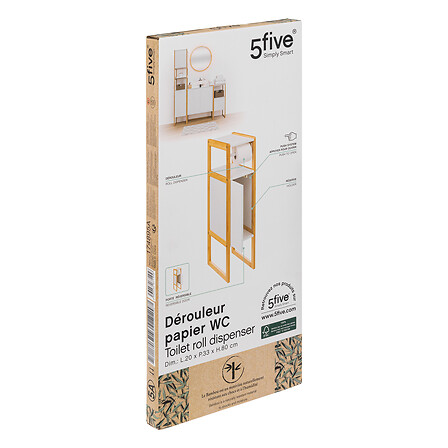 Kúpeľňová skrinka na toaletný papier Natureo biela s dvierkami – Obrázok 2