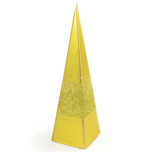 Sviečka briliant pyramída zlatá 15cm