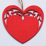Srdce drevo červené ornament 10ks