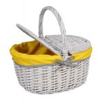 Prútený piknikový košík žltý s mašľou