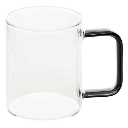Sklenený hrnček Mia Mug 200 ml – transparentný s tmavým uškom