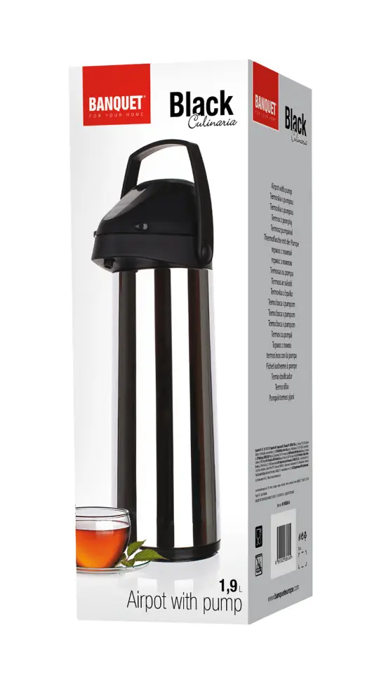 Termoska s pumpičkou Culinaria 1,9 l, nerezová, čierna – Obrázok 3