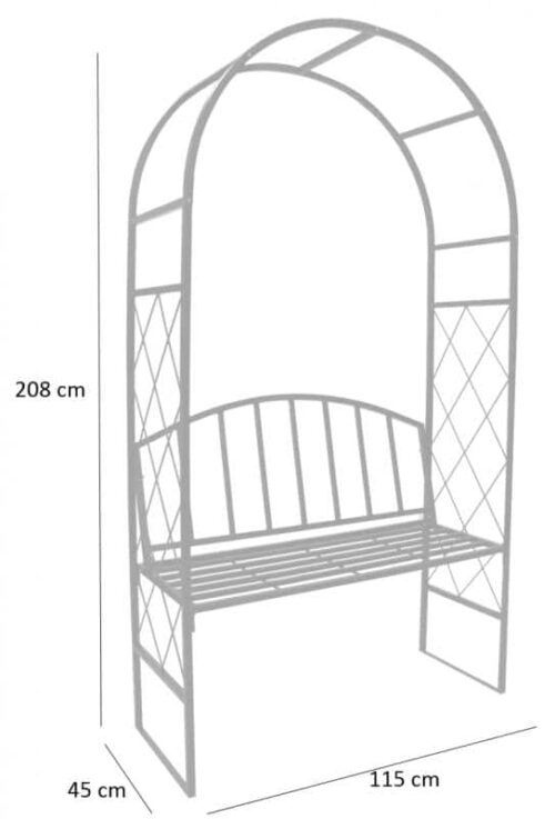 Záhradná kovová pergola s lavičkou - Image 3