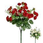 Kytica ruža drobná červená, biela 33cm
