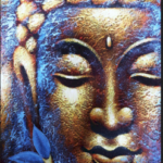 Obraz Budhu - zlatá tvár a lotosový kvet