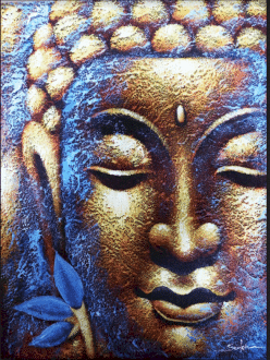 Obraz Budhu - zlatá tvár a lotosový kvet