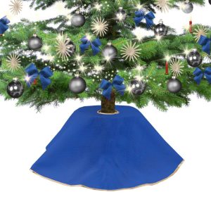 Obrus podvianočný stromček modrý juta
