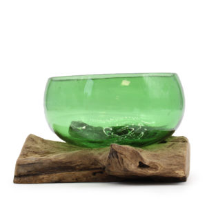 Váza miska z recyklovaného skla zelená