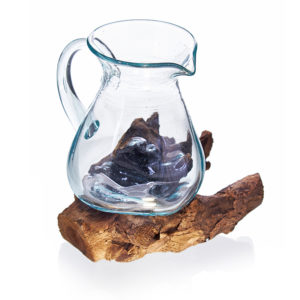 Váza z recyklovaného skla biela- karafa