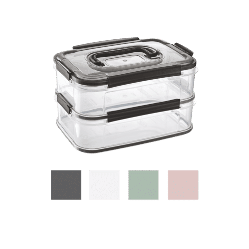 Dvojposchodový obedár / box na jedlo 2×1,8 L s držiakom