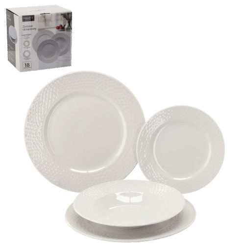 Súprava tanierov biela  – 18 ks, porcelánový obedový set