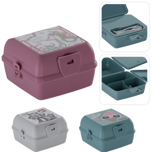 Desiatový detský box delený s príborom mix