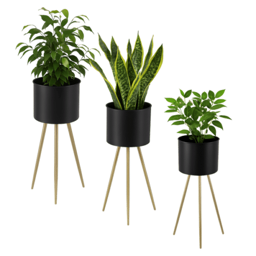 Stojan na kvety kov- čierno zlatý, 3 veľkosti