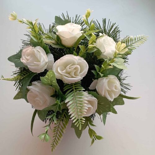 Ikebana na hrob okrúhla biela
