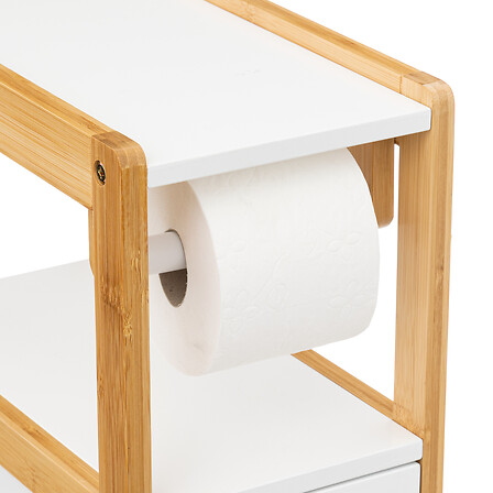 Kúpeľňová skrinka na toaletný papier Natureo biela s dvierkami – Obrázok 4